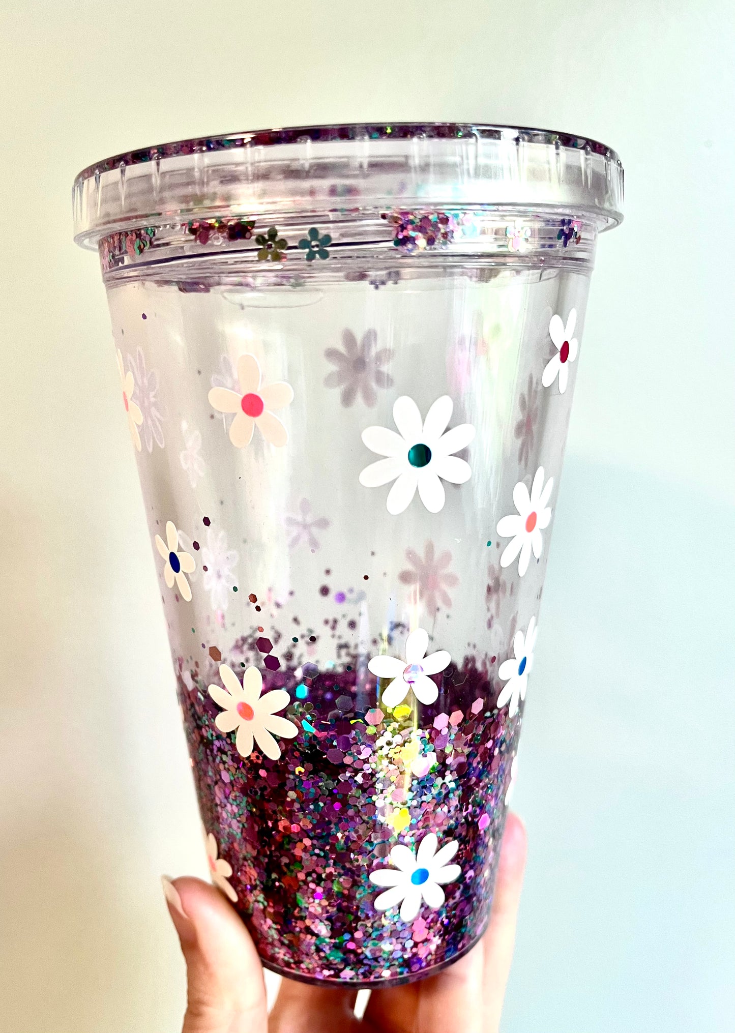 Flower Power Snow Globe Plastic Tumbler (Holographic) (Fast Flow)