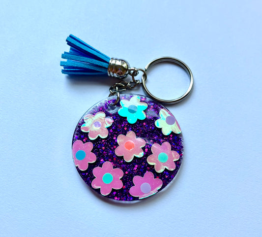 Acrylic Keychain - Holographic Daisy