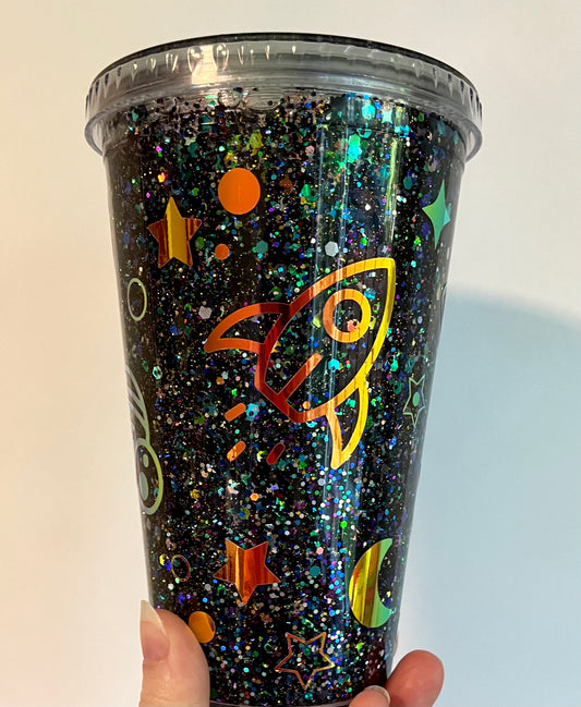 Deep Space - Snow Globe Plastic Tumbler (Holographic) (Fast Flow)