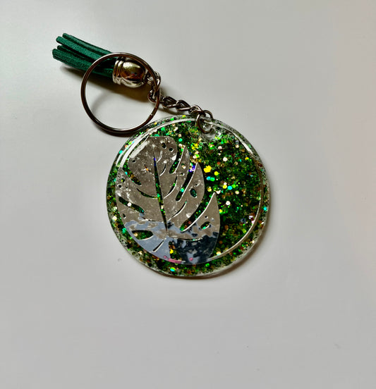 Acrylic Keychain - Silver Leaf