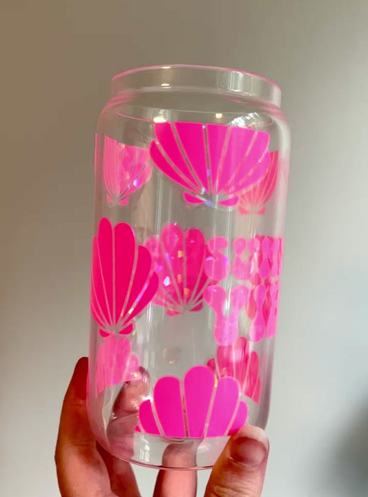 Summer Vibes Shells - Holographic Glass Can Cup