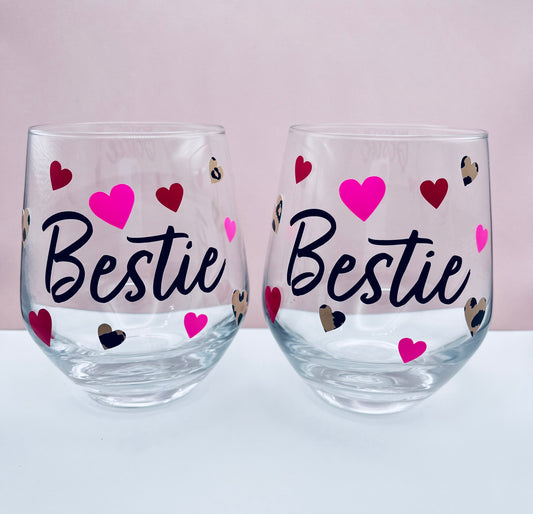 Bestie Stemless Wine Glasses (set of 2)