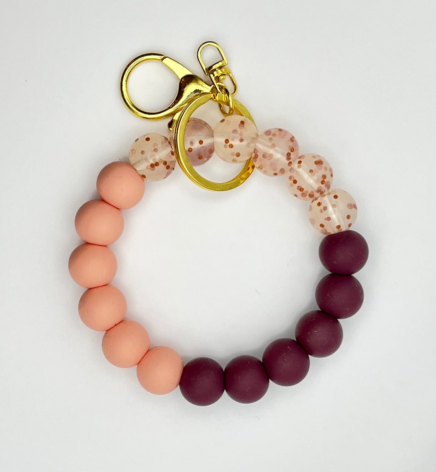 Peach/Wine/ Sparkle Silicone Keychain Wristlets