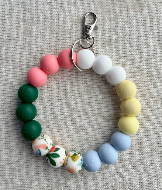 Spring Florals Silicone Wristlet Keychain