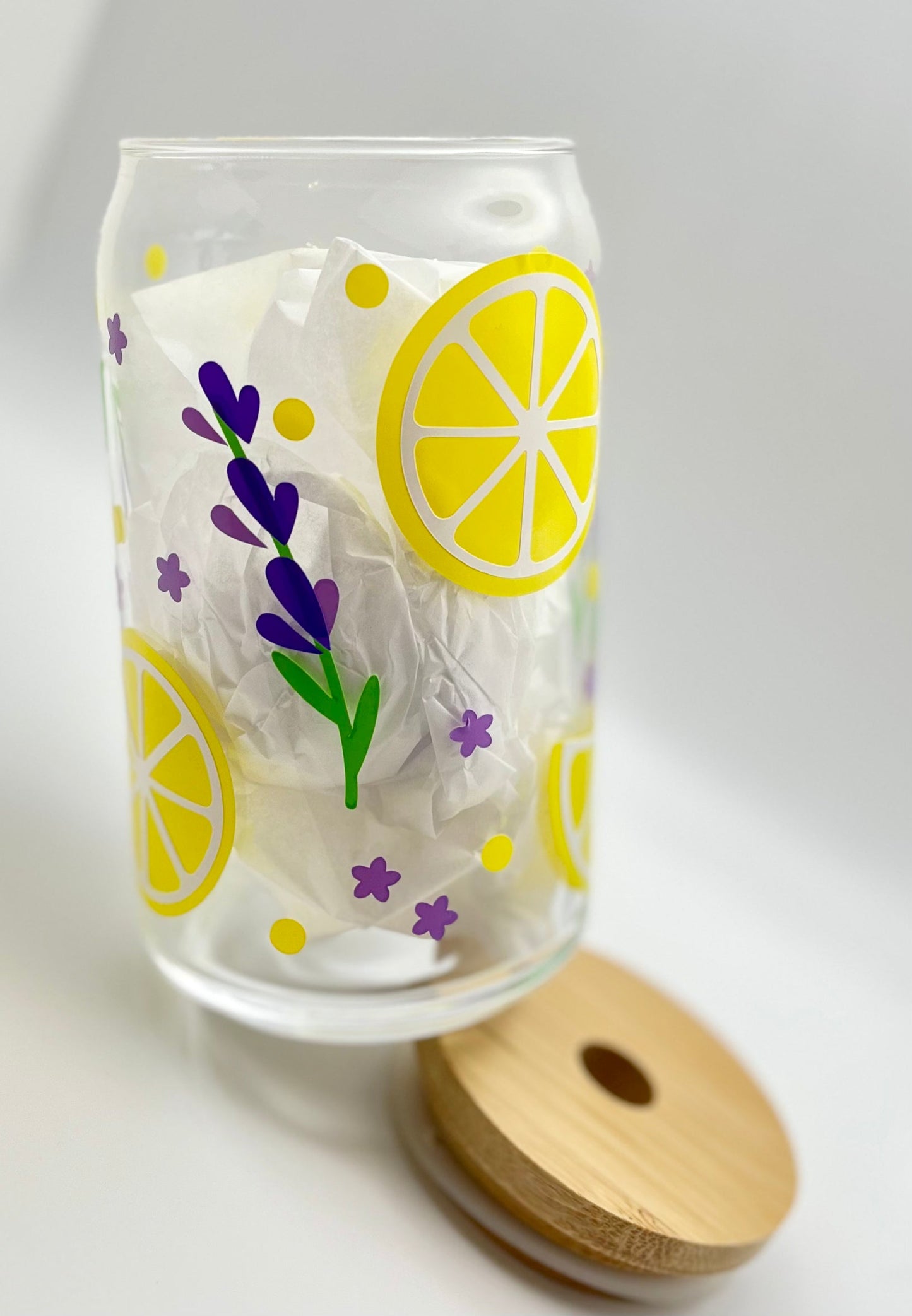 Lemon Lavender Glass Can Cup