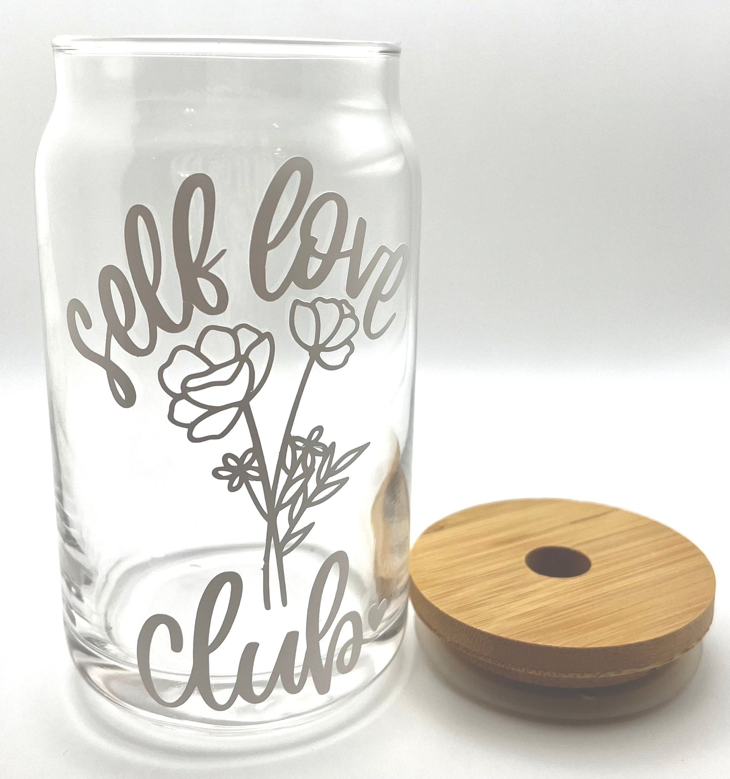 Self Love Club (white) Glass Can Cup
