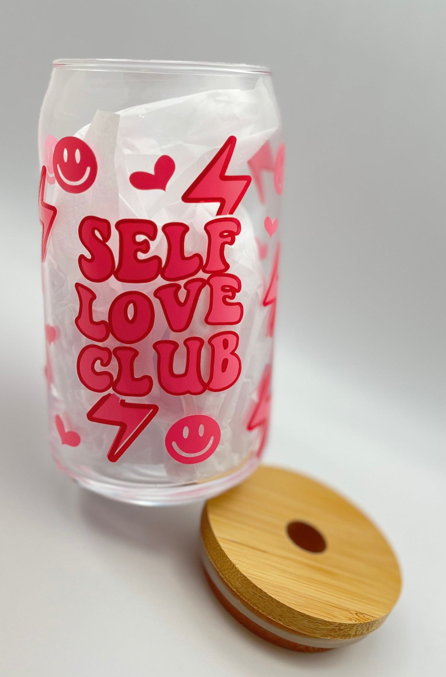 Self Love Club (pink) Glass Can Cup