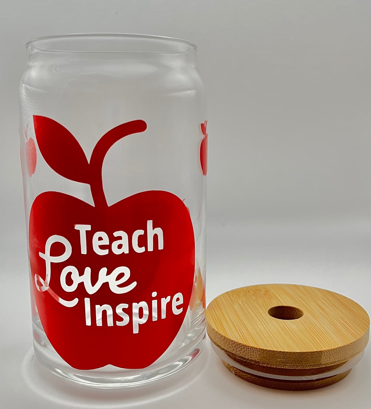 Teach Love Inspire Glass Can Cup