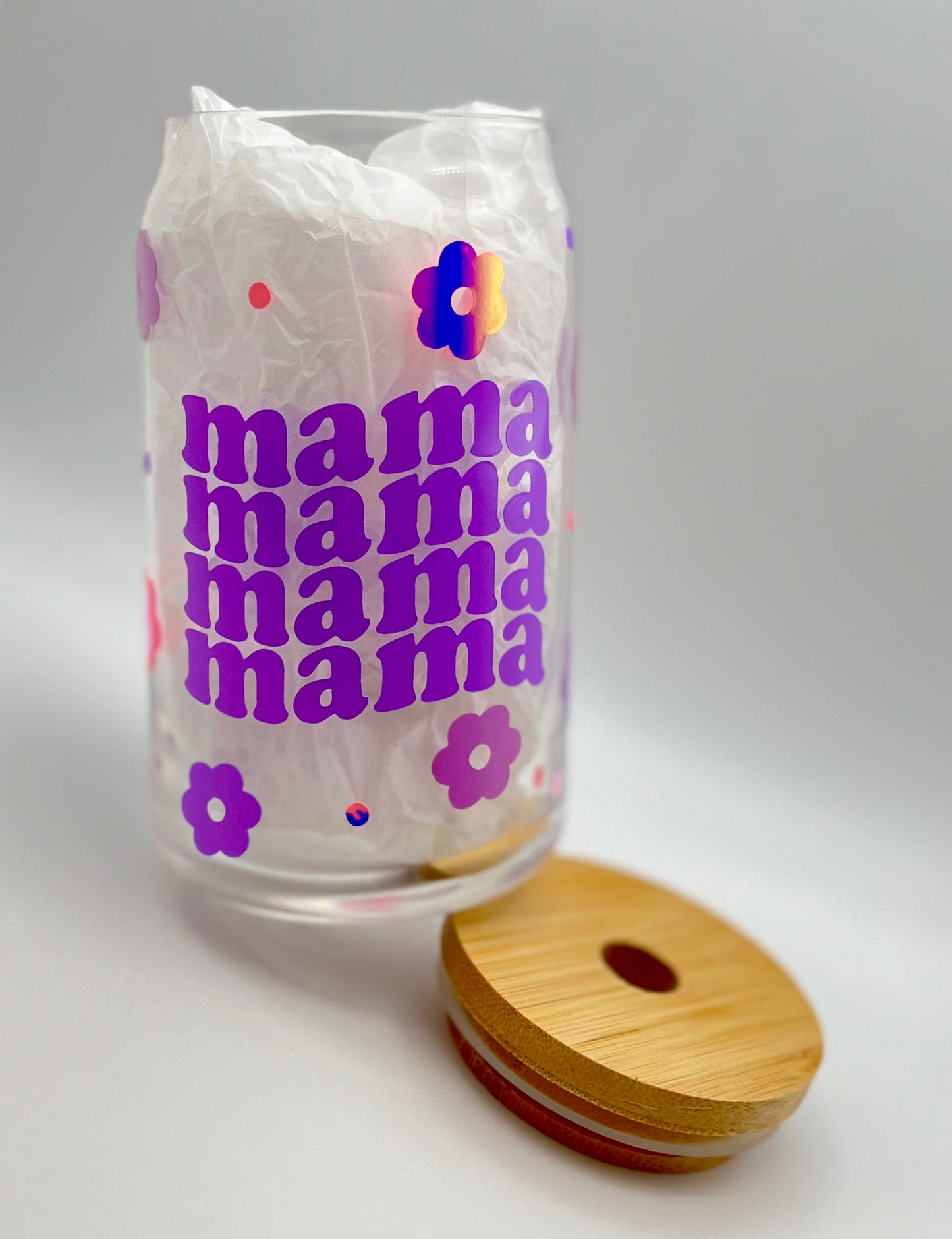 Mama (holographic) Glass Can Cup
