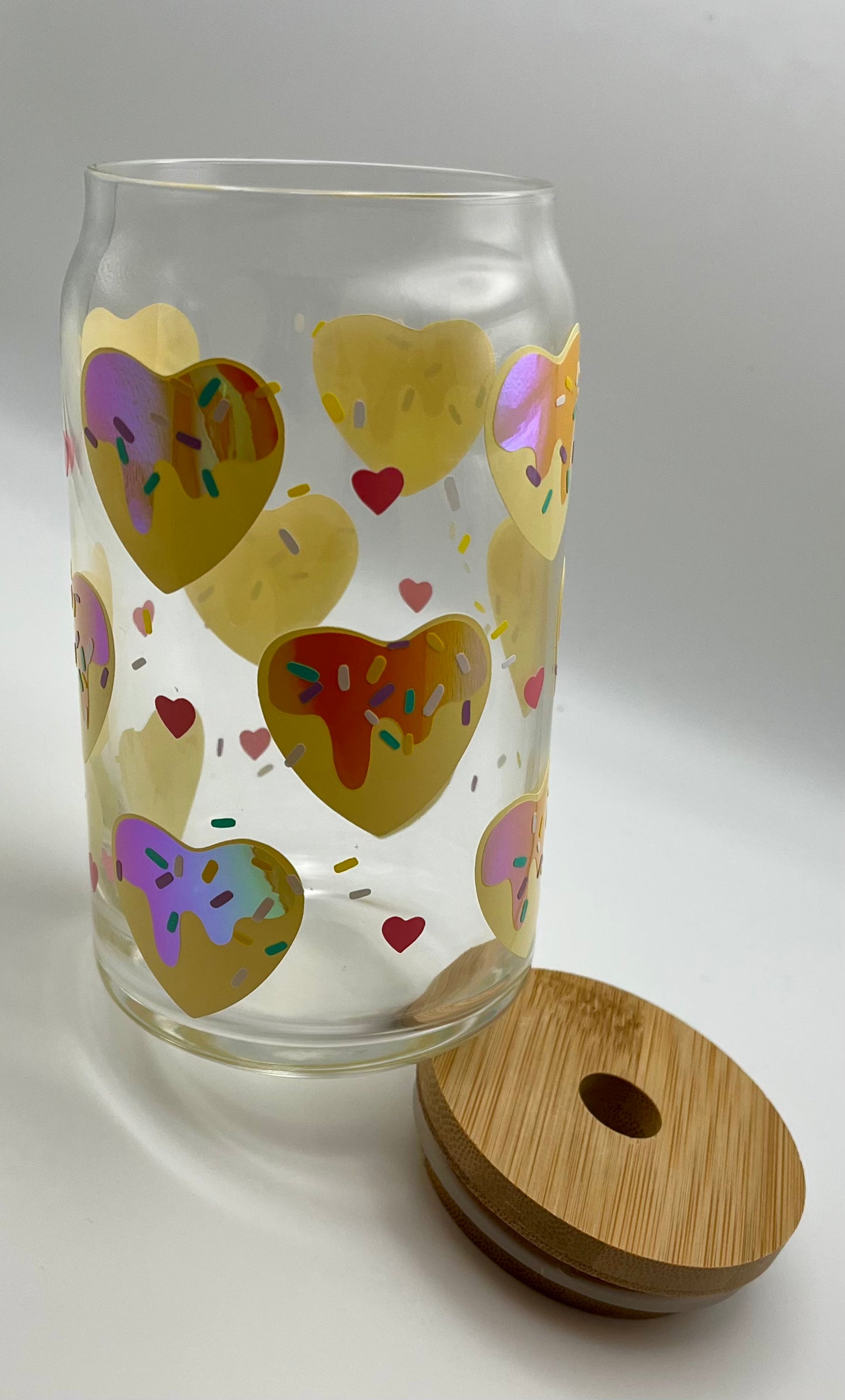 Heart Cookies Glass Can Cup